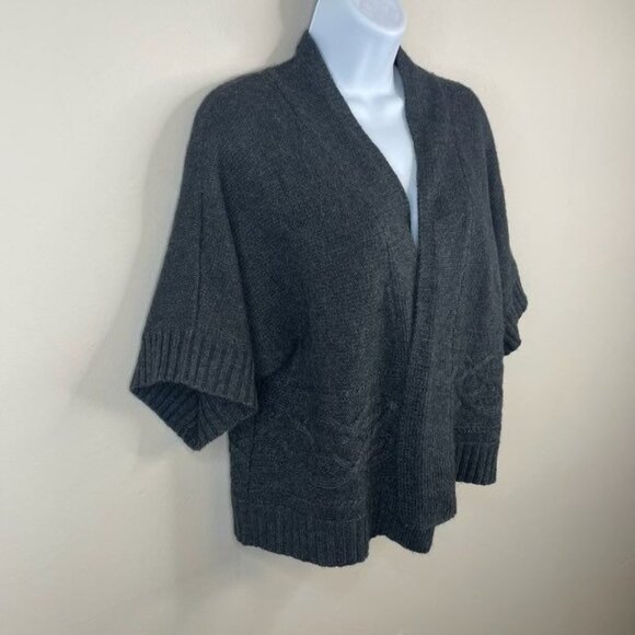 Vintage Womens Angora Wool Celtic Cable Knit Open Cardigan Sweater Large Neutral - Picture 6 of 9